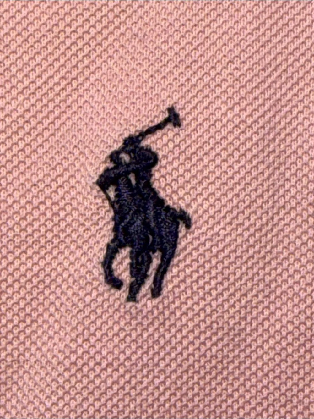 Ralph Lauren Men's Medium Light Pink Polo Shirt with Navy Logo